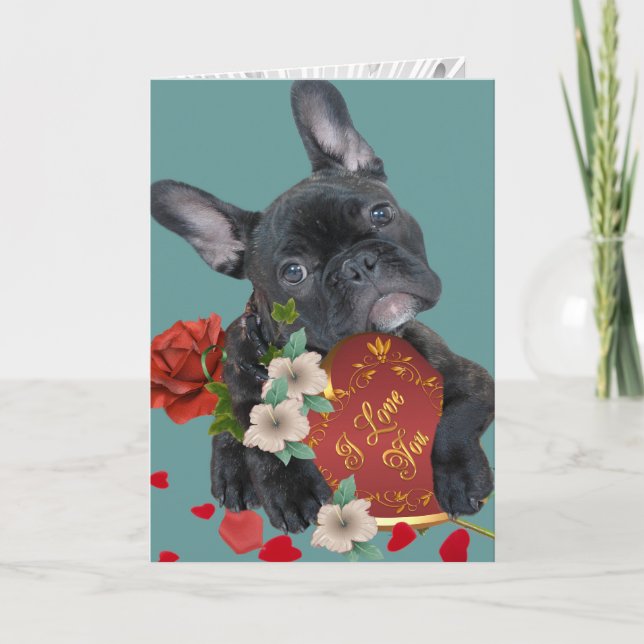 CARTES DE VALENTINE DE BOULEDOGUE FRANÇAIS (Devant)