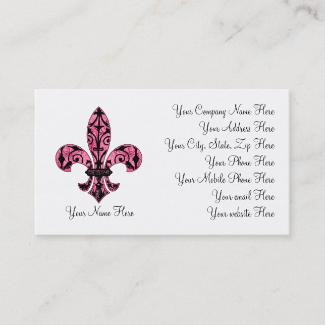Cartes de visite 2 de Fleur de lis Pink (Devant)