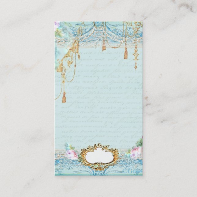 cartes de visite à la dentelle et aux roses roses  (Devant)