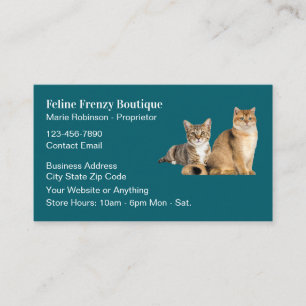 Cartes de visite à thème félin pour entreprise