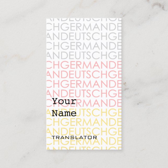 Cartes de visite allemands de traducteur ou (Devant)