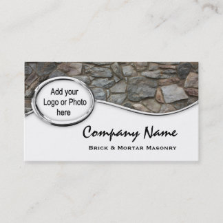 Cartes de visite argentés de photo de logo de