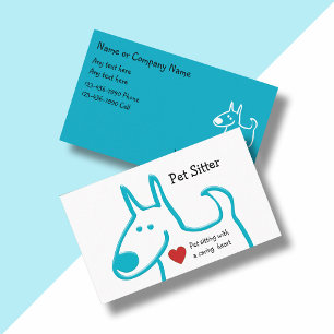 Cartes de visite assis avec un animal de compagnie