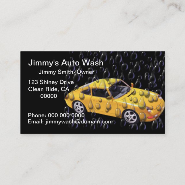 Cartes de visite automatiques de lavage de (Devant)