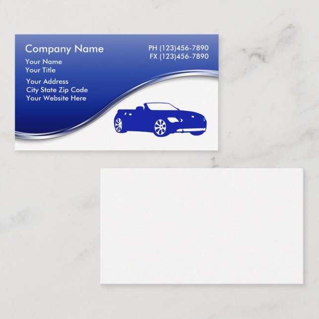 Cartes de visite automobiles (Devant / Derrière)