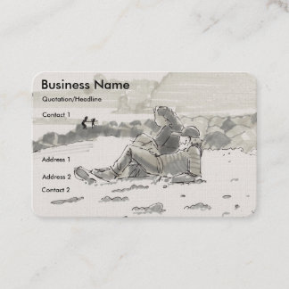 Cartes de visite avec couple se détendant sur la p