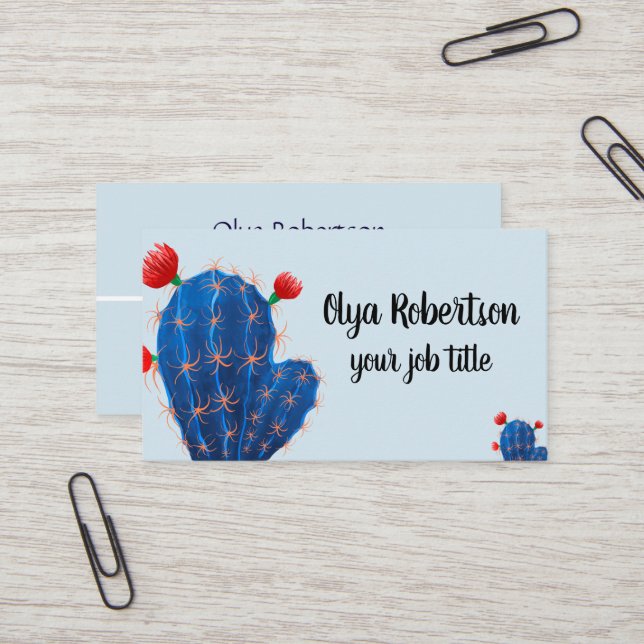 Cartes de visite avec les cactus mignons (Devant/Arrière en situation)