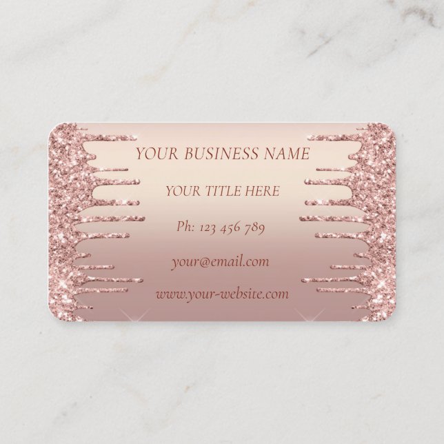 Cartes de visite avec Rose Gold Blush Parties scin (Dos)