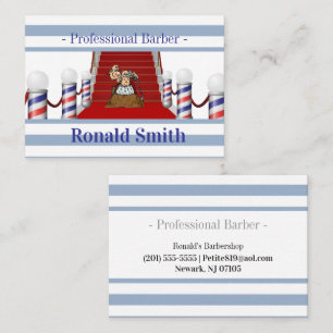 Cartes de visite, Barbier Blue Stripe Barbershop