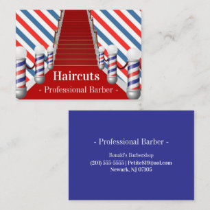 Cartes de visite, Barbier Blue Stripe Barbershop