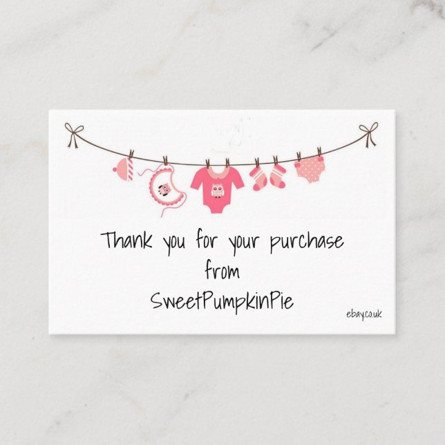 Cartes de visite - Bébé Filles Vêtements Laveuse (Devant)