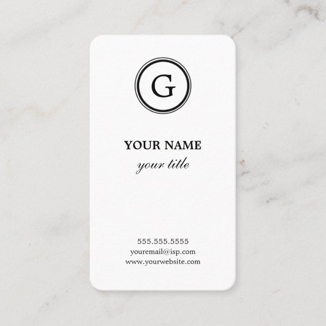 Cartes de visite blancs et noirs élégants de (Devant)