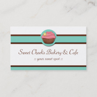 Cartes de visite bleus de petit gâteau de rose de
