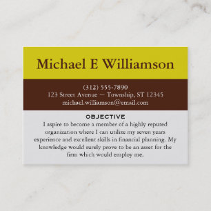 Cartes de visite Brown de RÉSUMÉ de jaune de