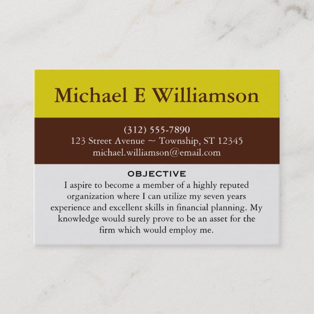Cartes de visite Brown de RÉSUMÉ de jaune de (Devant)