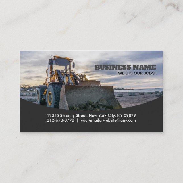 Cartes de visite Bulldozer personnalisables (Devant)