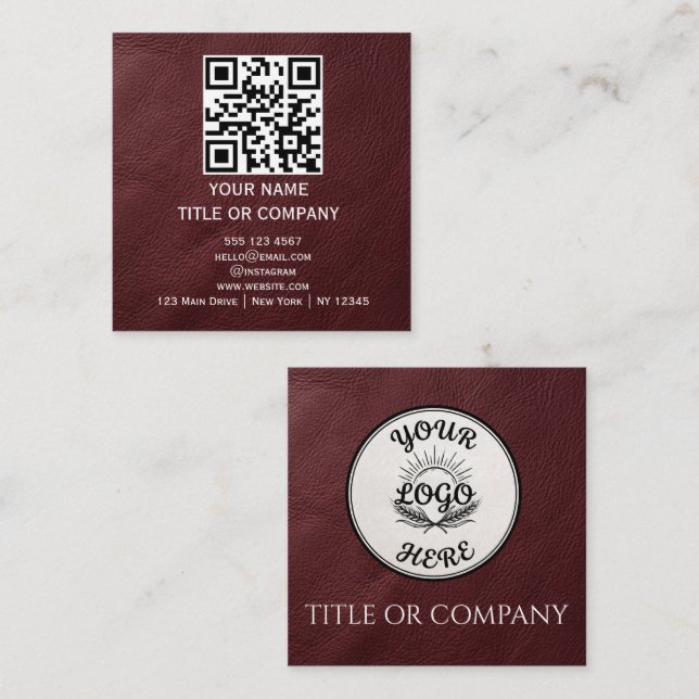 Cartes de visite carrées modernes, Code QR (Devant / Derrière)