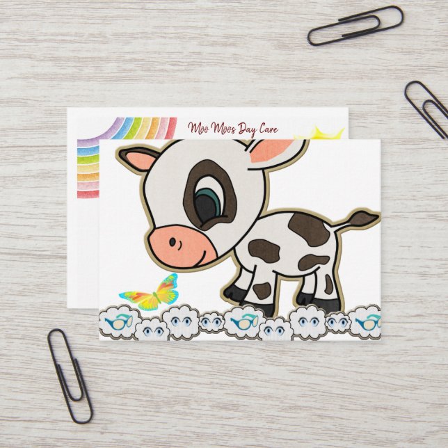 Cartes de visite, Cartes de visite de la vache en  (Devant/Arrière en situation)