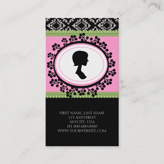 Cartes de visite chics de silhouette (Devant)