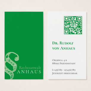 Cartes de visite code QR avocat Green White