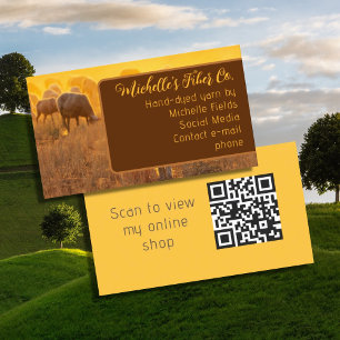 Cartes de visite Code QR Moutons en Pâturage Trico