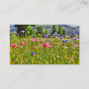 Cartes de visite colorés de champ de fleur sauvage