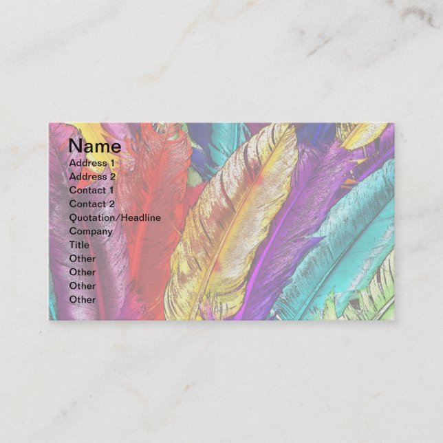 Cartes de visite COLORÉS de PLUMES (Devant)