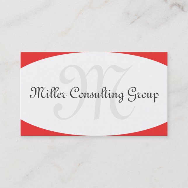 Cartes de visite concaves de rouge de monogramme (Devant)