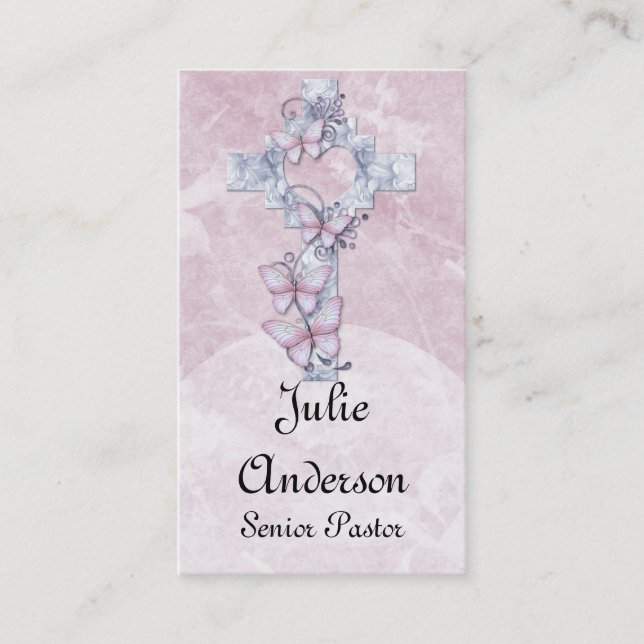 Cartes de visite croisés chrétiens floraux assez (Devant)