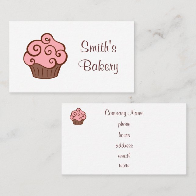 Cartes de visite Cupcake personnalisés (Devant / Derrière)