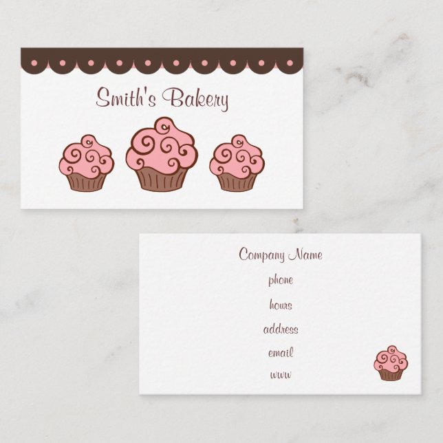Cartes de visite Cupcake personnalisés (Devant / Derrière)