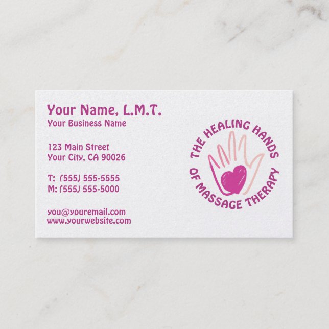 Cartes de visite curatifs de thérapie de massage (Devant)