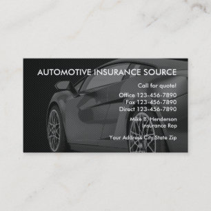 Cartes de visite d'agent d'assurance automobile