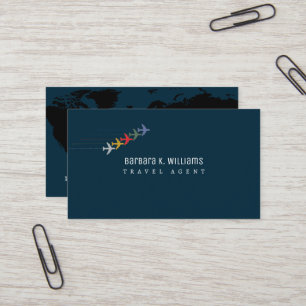 Cartes de visite d'agent de voyage avec avions 5 c