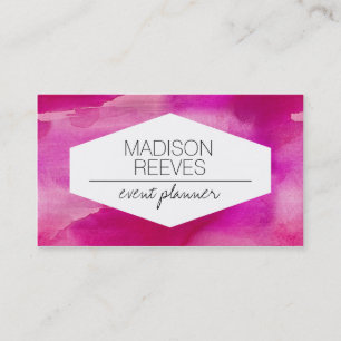 Cartes de visite d'aquarelle rose vif moderne