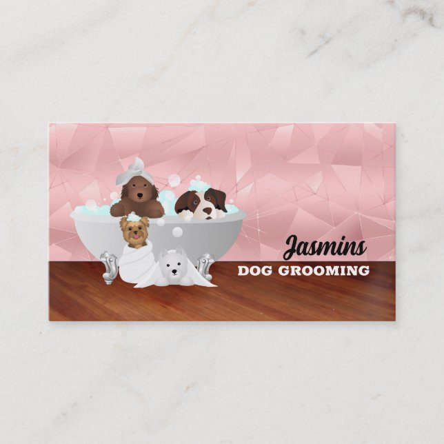 Cartes de visite de bain rose Gold Dog (Devant)