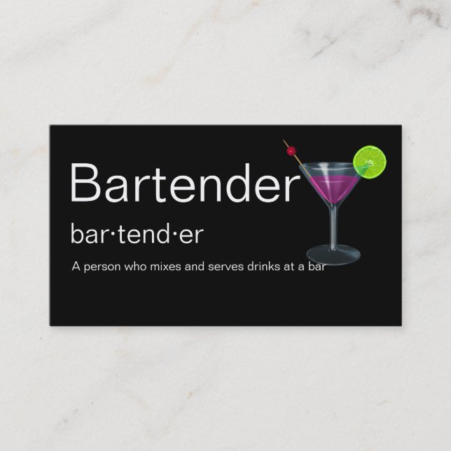 Cartes de visite de barman (Devant)