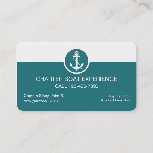 Cartes de visite de bateaux charter (Devant)