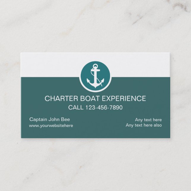 Cartes de visite de bateaux charter (Devant)