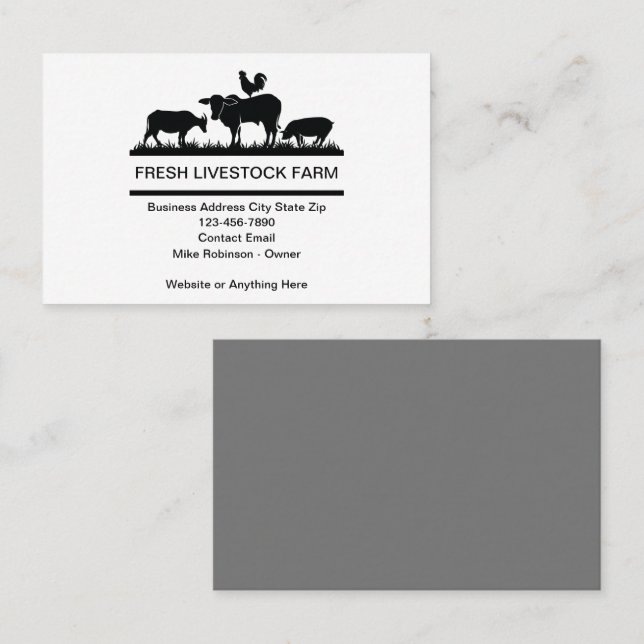 Cartes de visite De Bétail Simple Et De Magasins A (Devant / Derrière)