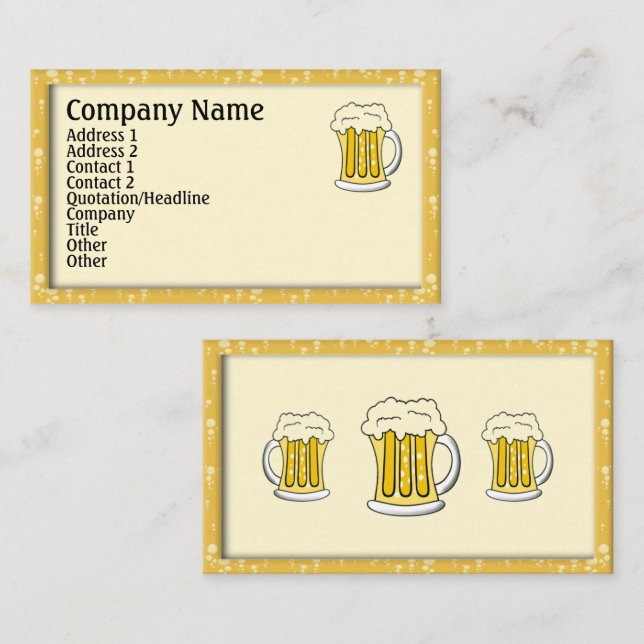 Cartes de visite de bière (Devant / Derrière)