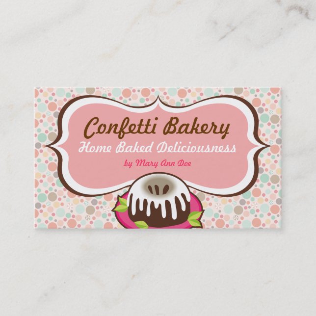 Cartes de visite de boulangerie de confettis (Devant)