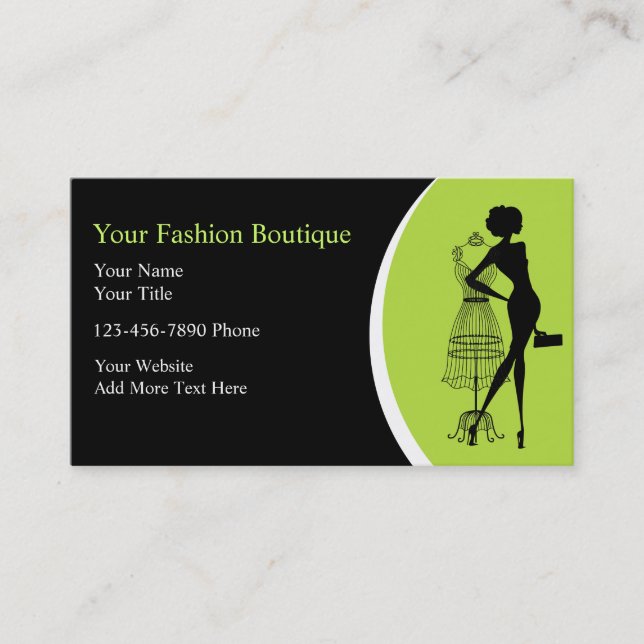 Cartes de visite de boutique de vêtements (Devant)