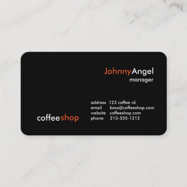 Cartes de visite de café (Devant)