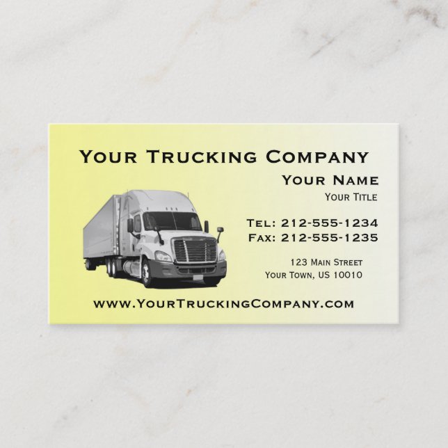Cartes de visite de camionnage PERSONNALISABLES (Devant)