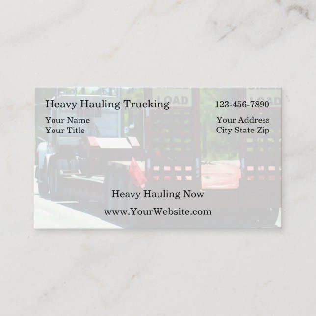 Cartes de visite de camionnage simples (Devant)