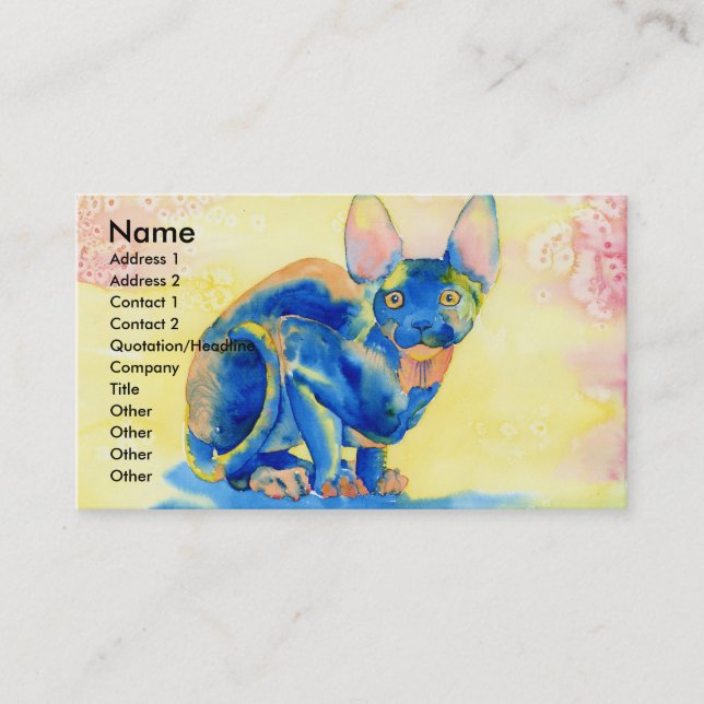 Cartes de visite de chat de Sphynx (Devant)