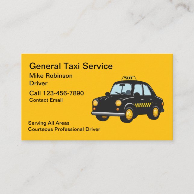 Cartes de visite de chauffeur de taxi simple génér (Devant)