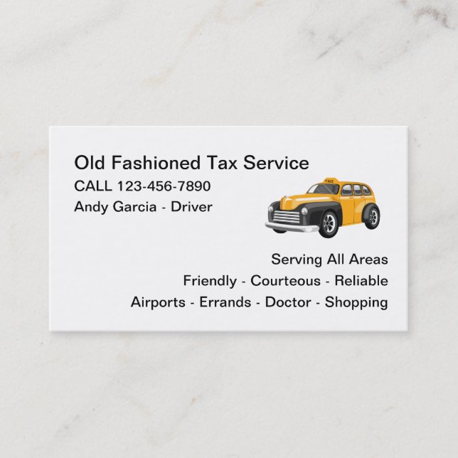 Cartes de visite de chauffeurs de taxi rétro (Devant)
