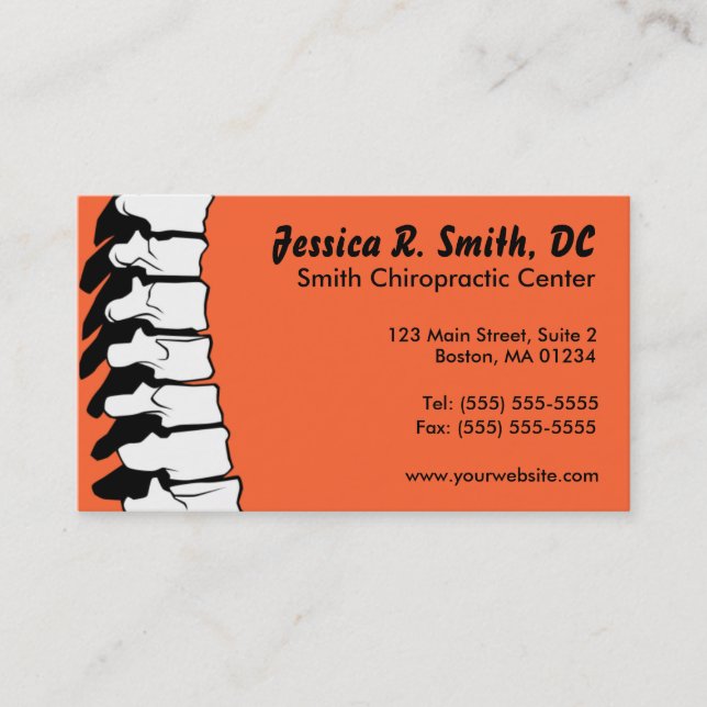 Cartes de visite de chiropractie d'épine (Devant)
